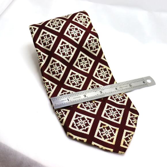 Vintage Christian Dior Brown Geometric Silk Tie 4” Wide - Picture 2 of 3